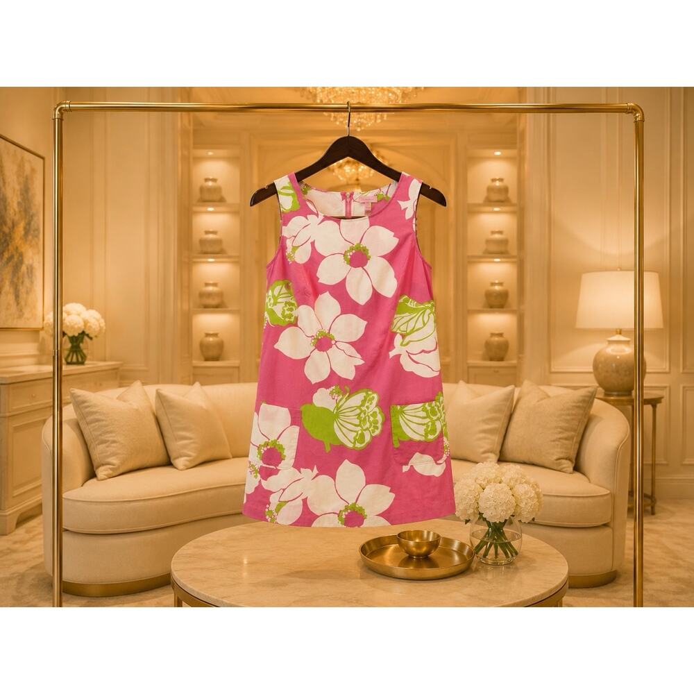 Lilly Pulitzer “She’s a Piston” Hotty Pink Floral Shift Dress Size 8 NWT Resort